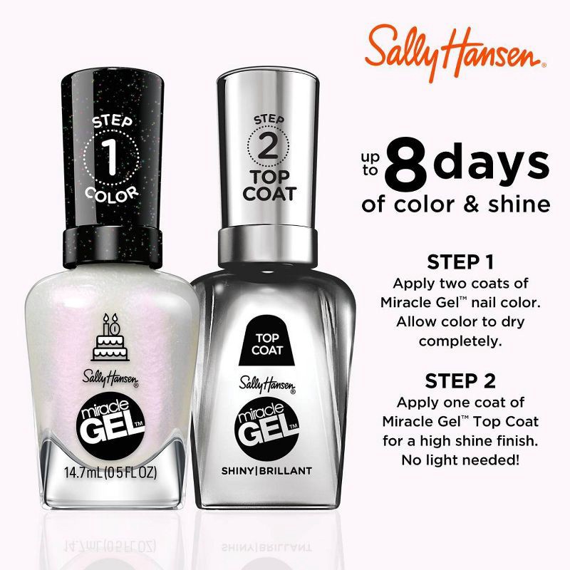 slide 7 of 10, Sally Hansen Miracle Gel Nail Polish - 730 Twinkle Whites - 0.5 fl oz, 0.5 fl oz