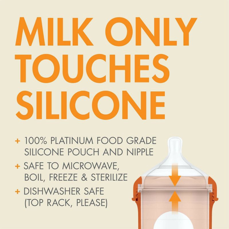 slide 6 of 9, Boon Nursh Silicone Baby Bottles with Collapsible Silicone Pouch - 8 fl oz/3pk - Speckle, 8 fl oz, 3 ct