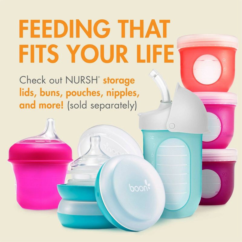slide 9 of 9, Boon Nursh Silicone Baby Bottles with Collapsible Silicone Pouch - 8 fl oz/3pk - Speckle, 8 fl oz, 3 ct
