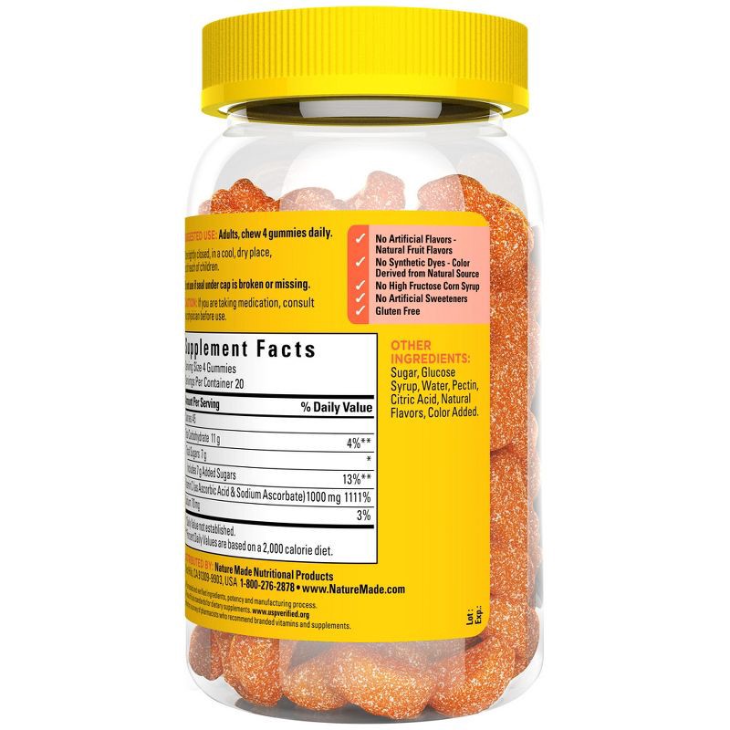 slide 4 of 9, Nature Made Vitamin C Gummies Maximum Strength Dosage Immune Support 1000 mg Per Serving - 80ct, 1000 mg, 80 ct