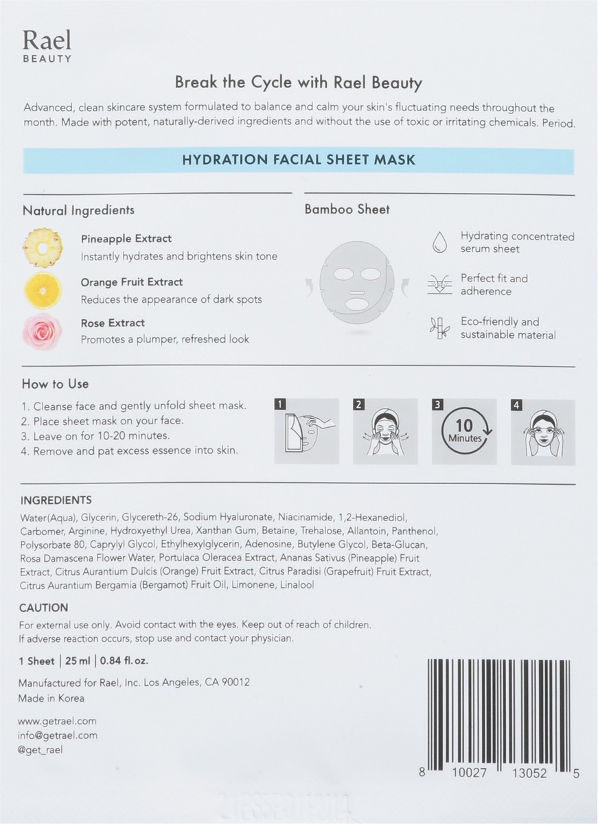 slide 9 of 13, Rael Refresh + Moisturize Hydration Facial Sheet Masks 1 ea, 1 ct