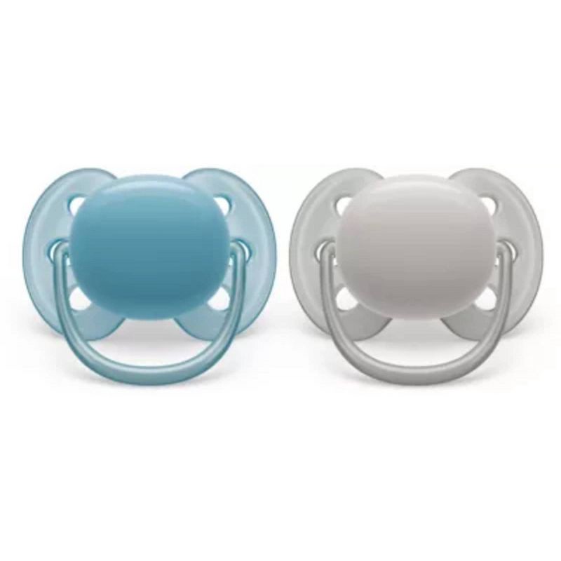 slide 1 of 5, Philips Avent Avent Philips Ultra Soft Pacifier 6-18 Months - Beige/Dawn, Blue/Gray - 2pk, 2 ct