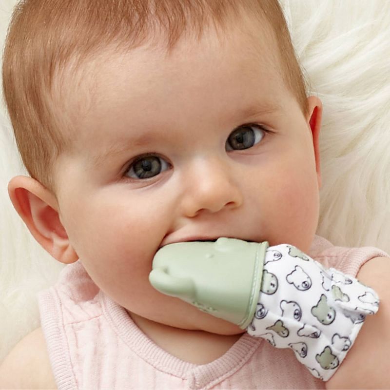 slide 3 of 7, Itzy Ritzy Teething Mitt - Bear, 1 ct