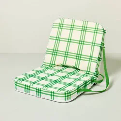 Hearth & Hand with Magnolia Tri-Stripe Plaid Adjustable Stadium Seat Green/Cream - Hearth & Hand™ with Magnolia: Water-Repellent, Portable, No Assembly Required