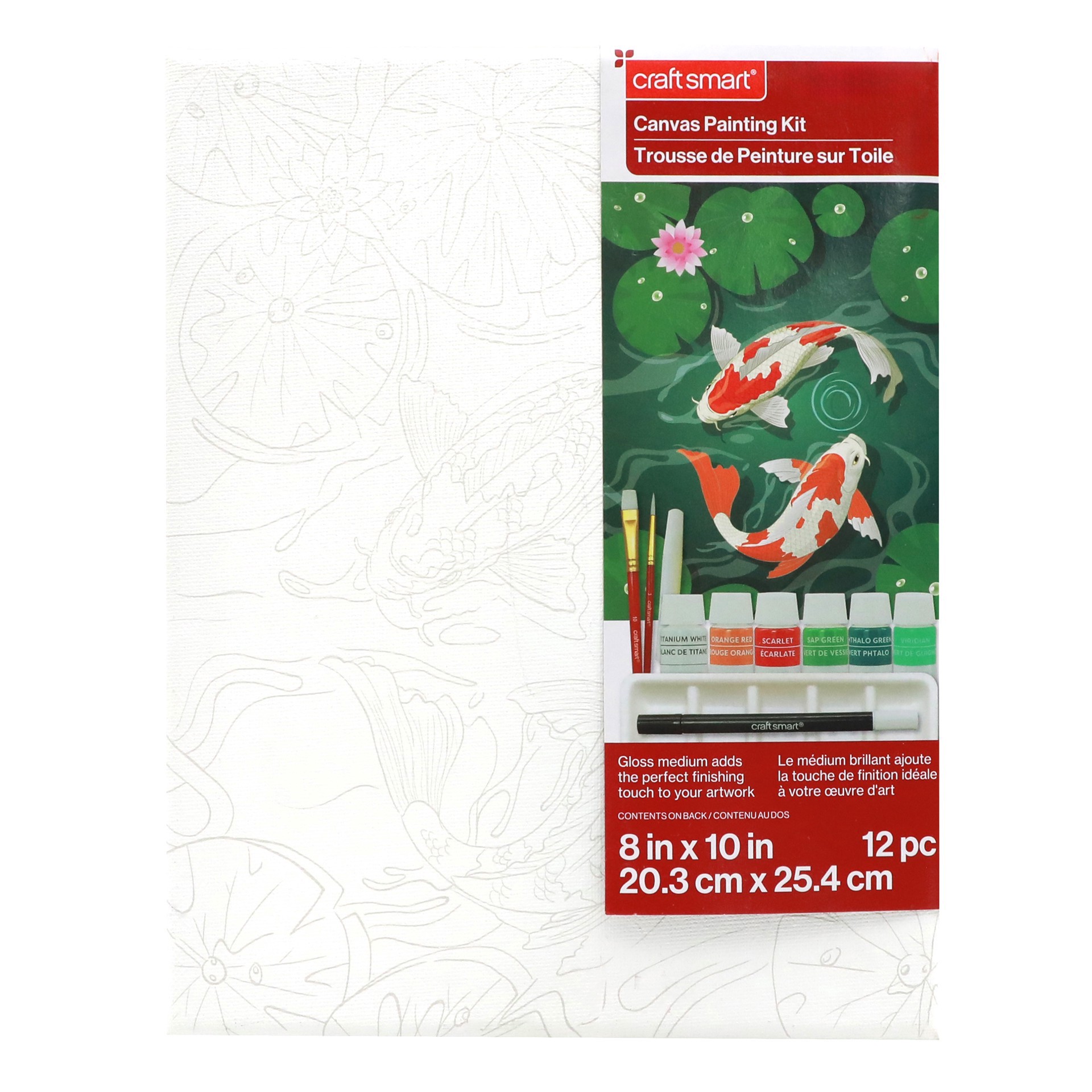 slide 3 of 5, 8" X 10" Koi Fish Canvas Painting Kit By Craft Smart, 8 in x 10 in