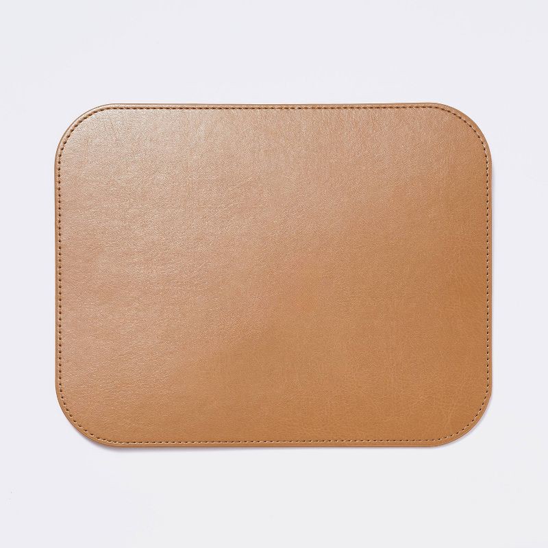 slide 1 of 4, Faux Leather Mouse Pad Brown - Threshold™, 1 ct