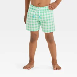 Baby Boys' Gingham Checkered Swim Shorts - Cat & Jack™ Green 12M
