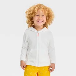 Baby Boys' Towel Terry Full-Zip Hoodie Cover Up Top - Cat & Jack™ White 12M