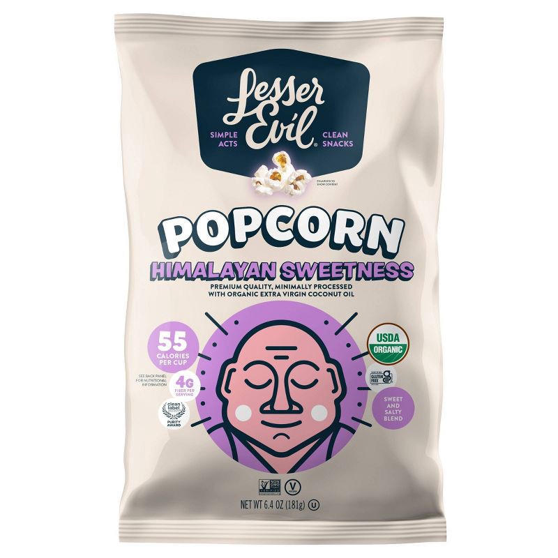 slide 1 of 5, LesserEvil Organic Popcorn Himalayan Sweetness - 6.4oz, 6.4 oz