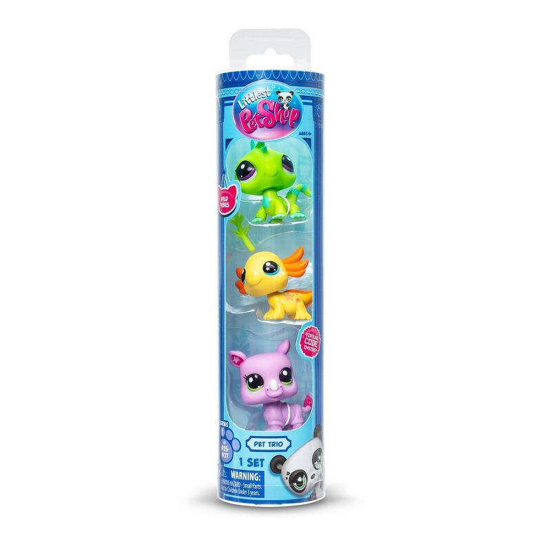 slide 1 of 6, Littlest Pet Shop 3pk Collectible Figures - Axolotl, Rhino, Iguana, 3 ct