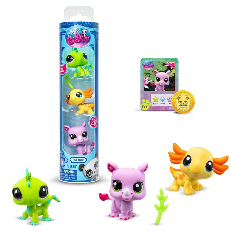 slide 4 of 6, Littlest Pet Shop 3pk Collectible Figures - Axolotl, Rhino, Iguana, 3 ct
