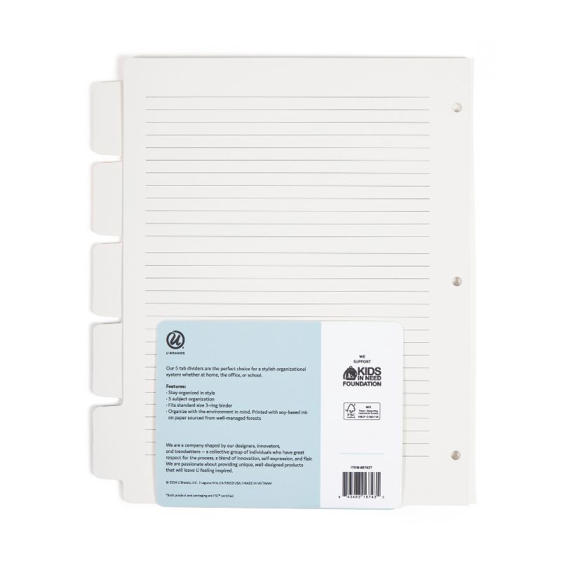 slide 7 of 9, U Brands 5 Tab Paper Dividers Sophisticated Speckle: File Organizer, Office Supplies, U Brands Binder Dividers, 1 ct