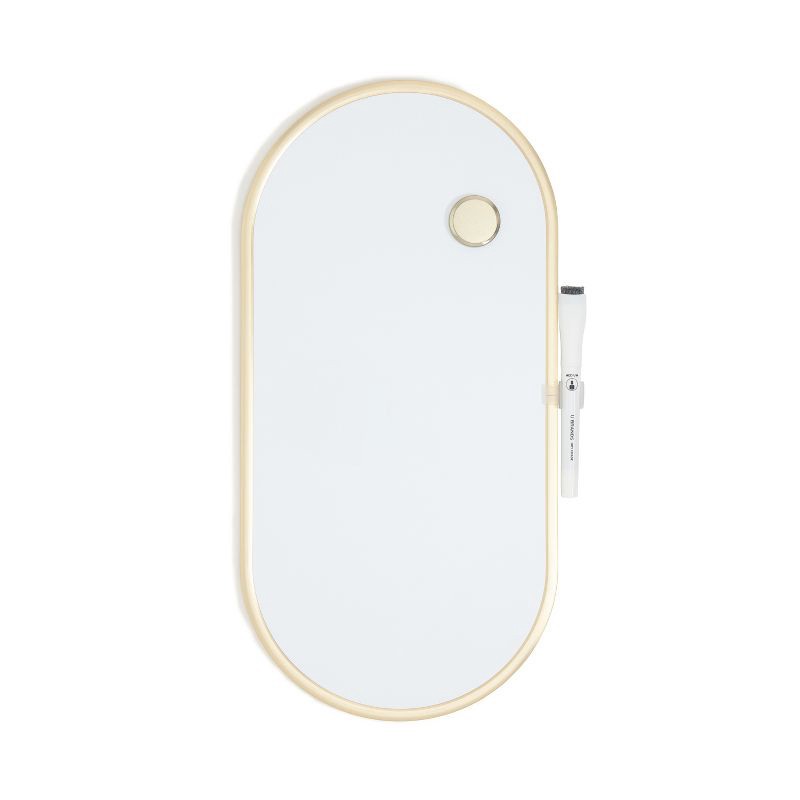 slide 1 of 10, U Brands 8"x16" Metal Frame Oval Dry Erase Board Gold, 1 ct