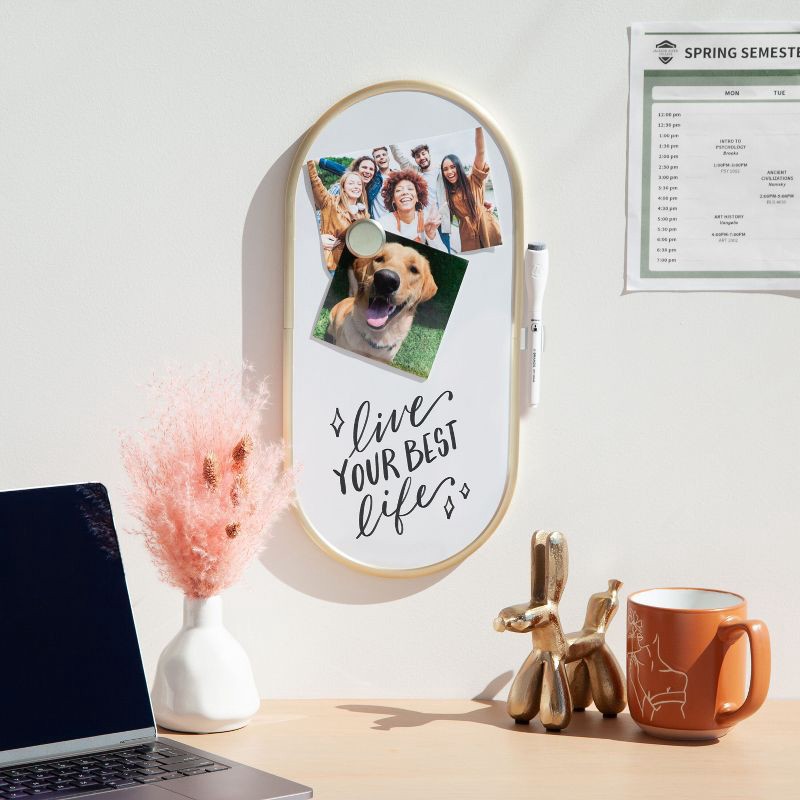 slide 10 of 10, U Brands 8"x16" Metal Frame Oval Dry Erase Board Gold, 1 ct