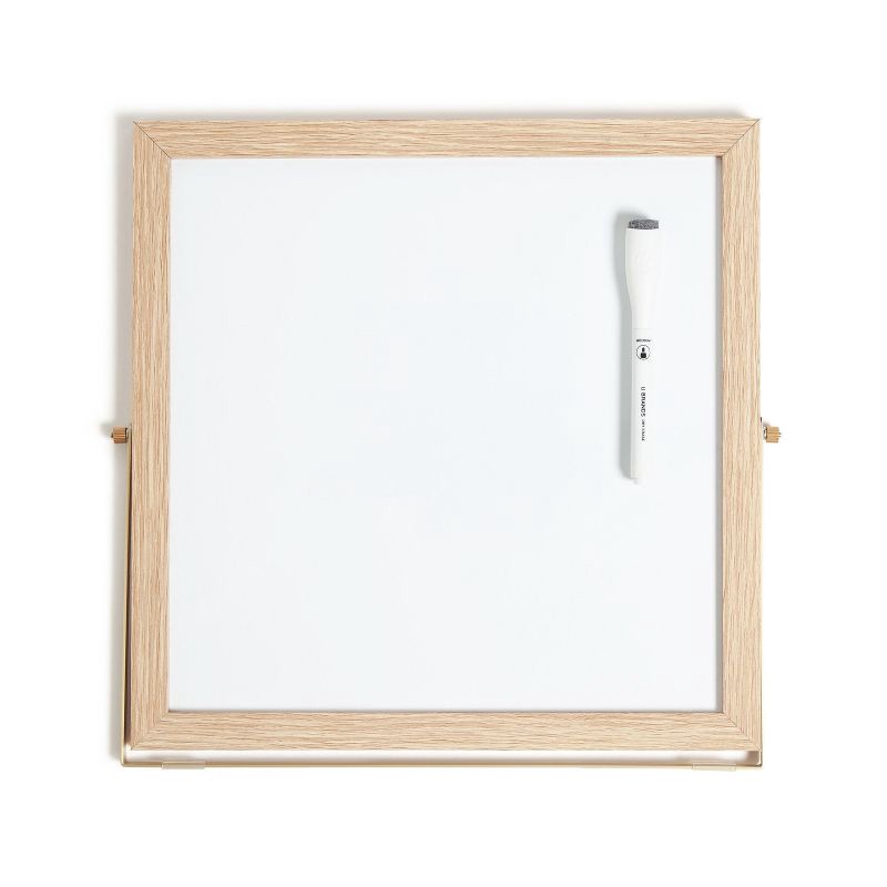 slide 2 of 10, U Brands 12"x12" Frame Desktop Dry Erase Easel Natural: Magnetic Whiteboard with Wall Mount & Hardware, 1 ct