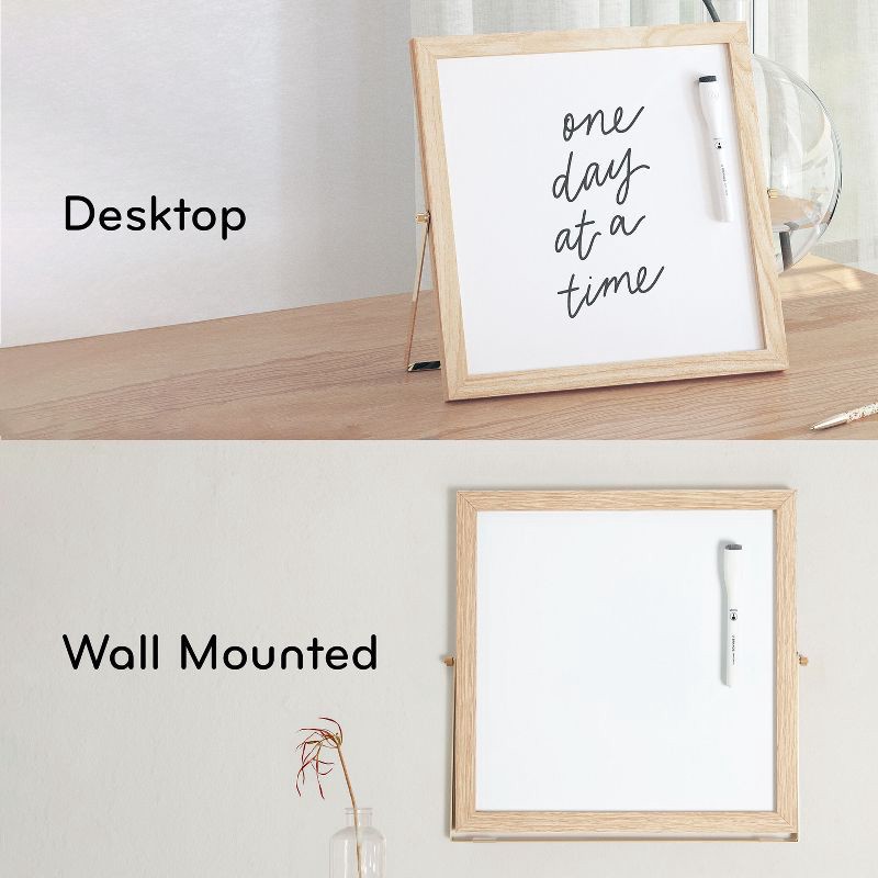 slide 5 of 10, U Brands 12"x12" Frame Desktop Dry Erase Easel Natural: Magnetic Whiteboard with Wall Mount & Hardware, 1 ct