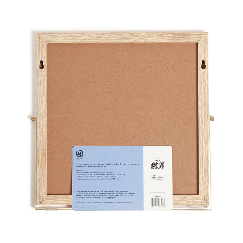 slide 8 of 10, U Brands 12"x12" Frame Desktop Dry Erase Easel Natural: Magnetic Whiteboard with Wall Mount & Hardware, 1 ct