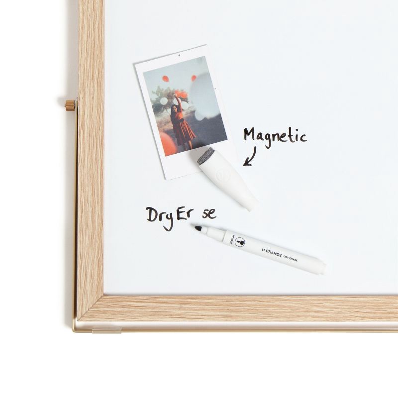 slide 9 of 10, U Brands 12"x12" Frame Desktop Dry Erase Easel Natural: Magnetic Whiteboard with Wall Mount & Hardware, 1 ct