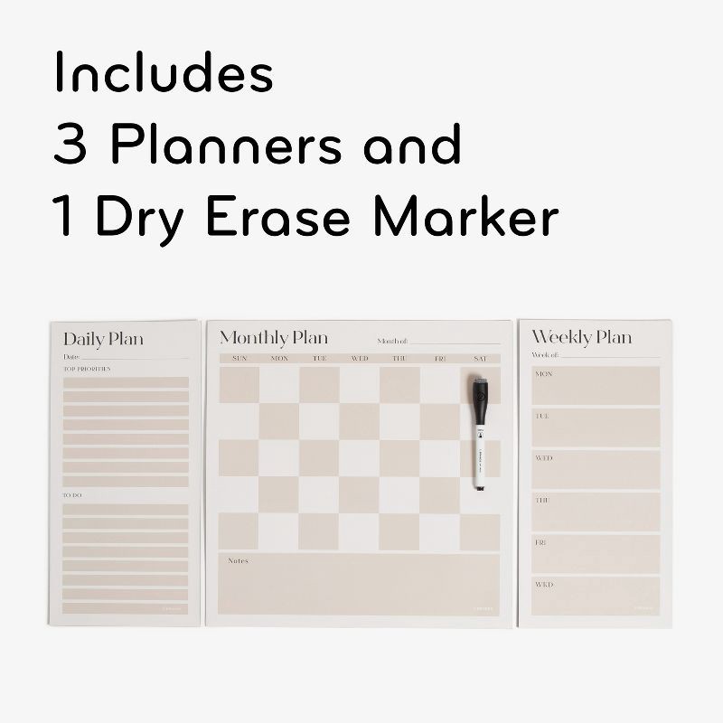 slide 4 of 9, U Brands Vinyl Magnetic Calendar Planner Value Pack for Fridge Checkerboard: Wall Calendar & Office Presentation Board, 1 ct