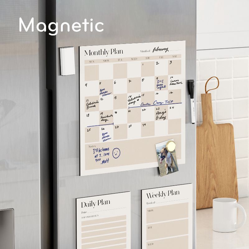slide 5 of 9, U Brands Vinyl Magnetic Calendar Planner Value Pack for Fridge Checkerboard: Wall Calendar & Office Presentation Board, 1 ct