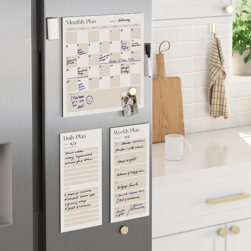 slide 9 of 9, U Brands Vinyl Magnetic Calendar Planner Value Pack for Fridge Checkerboard: Wall Calendar & Office Presentation Board, 1 ct