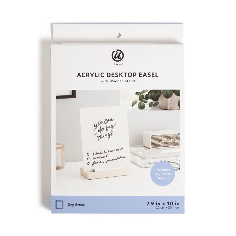 slide 2 of 8, U Brands 8"x10" Acrylic Desktop Board With Wood Tray Base Cream, 1 ct