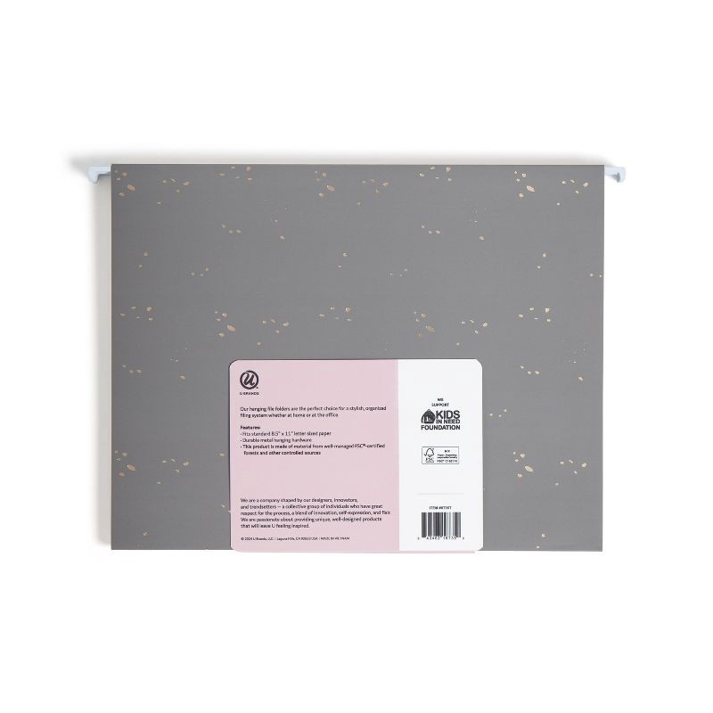 slide 7 of 8, U Brands 6ct Hanging File Folders Simple Speckle: Office Supplies Organizer, Multicolored, 150 Sheet Capacity, 6 ct, 150 sheets