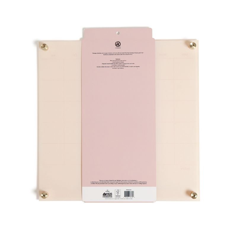 slide 7 of 8, U Brands 16"x16" Acrylic Dry Erase Calendar with Metal Bulletin Strip Cream/Gold, 1 ct