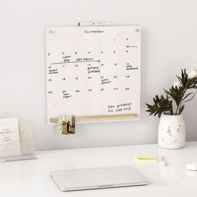 slide 8 of 8, U Brands 16"x16" Acrylic Dry Erase Calendar with Metal Bulletin Strip Cream/Gold, 1 ct