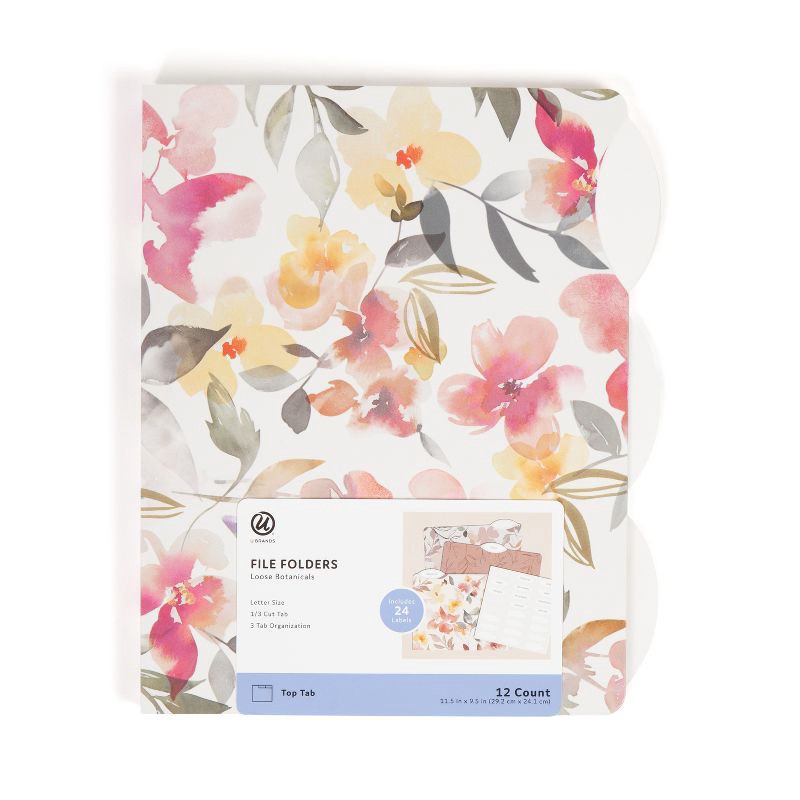 slide 3 of 7, U Brands 12ct File Folders Loose Botanicals: Office Supplies, Filing Organizer, Non-Pronged, Multicolored, 250 Sheet Capacity, 12 ct, 250 sheets
