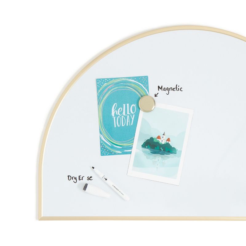 slide 9 of 10, U Brands 15"x23" Metal Frame Arch Dry Erase Board Gold: Magnetic Whiteboard, Wall Mount, Includes Hardware, 1 ct