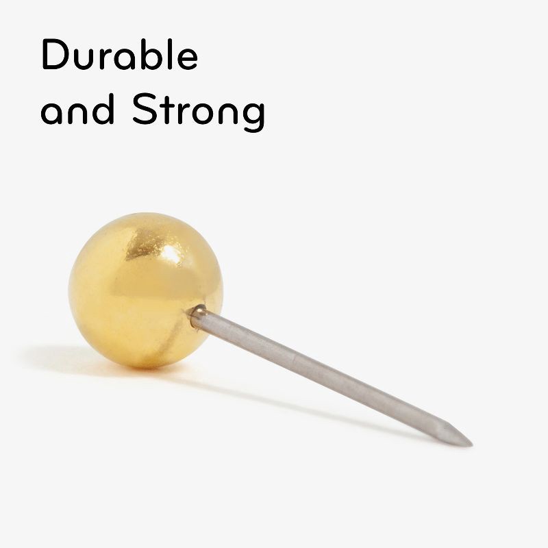 slide 5 of 9, U Brands 100ct Gold Map Push Pins: Thumb Tacks for Wall, Plastic, Clips & Fasteners, Art & Stationery, 0.87" Height, 100 ct