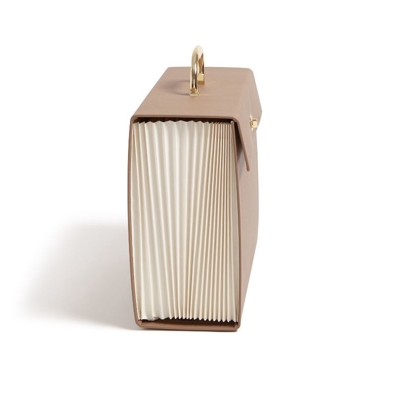 slide 2 of 9, U Brands 19 Pocket Recycled Pleather Expandable File Light Brown: File Organizer & Holder, Letter Size, Storage Bin, 1 ct