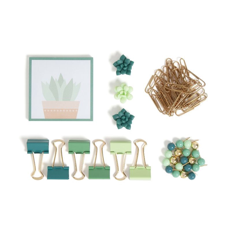 slide 1 of 8, U Brands 65ct Office Accessories Kit with Sticky Notepad Succulents, 65 ct