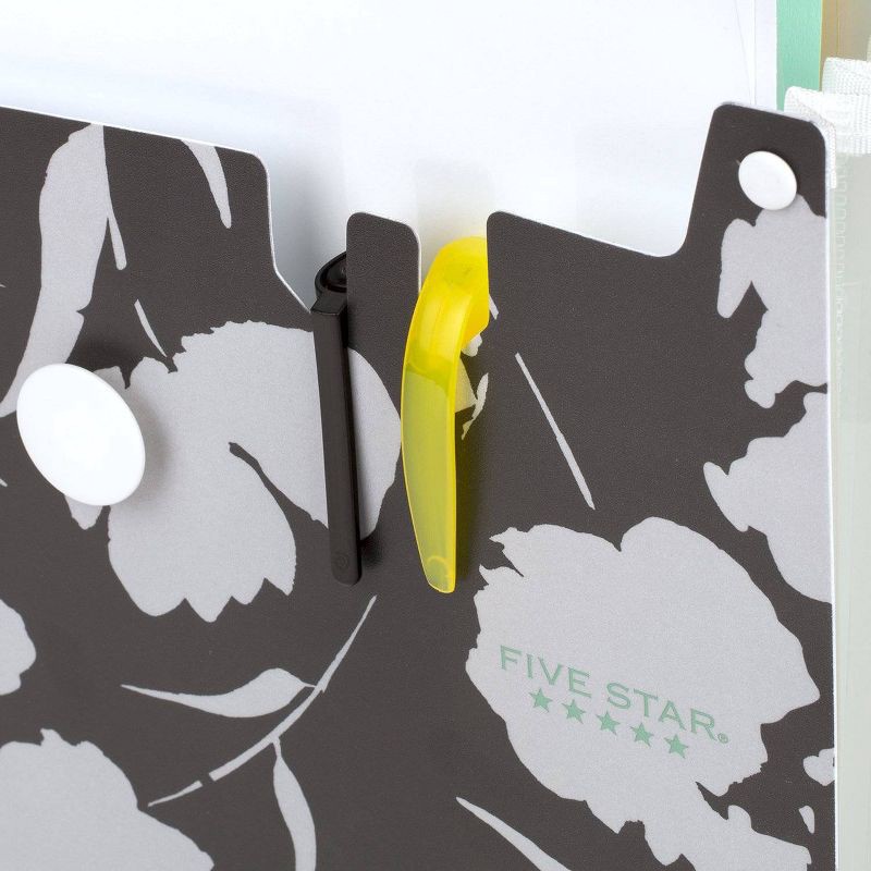 slide 4 of 6, Five Star 7pkt Large Vertical Expanding File Floral Black: Polypropylene File Organizer, 1 Year Warranty, 12.34" Height, 1 ct