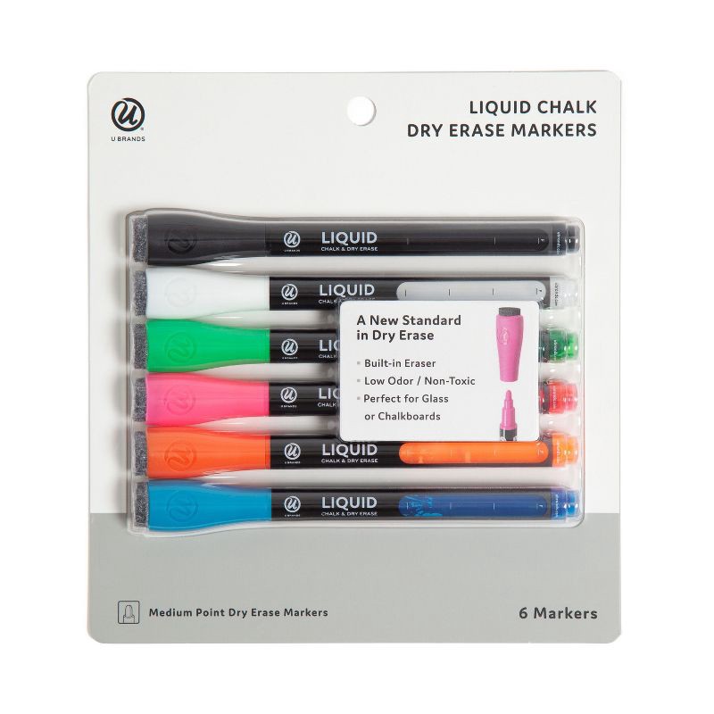 slide 3 of 10, U Brands 6ct Liquid Chalk & Dry Erase Markers, 6 ct