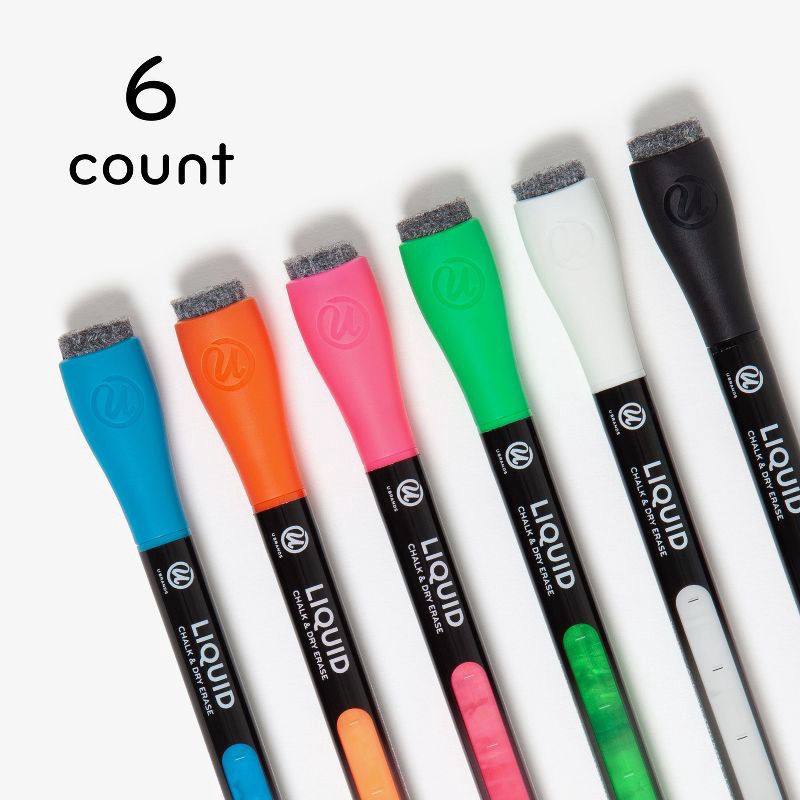 slide 7 of 10, U Brands 6ct Liquid Chalk & Dry Erase Markers, 6 ct