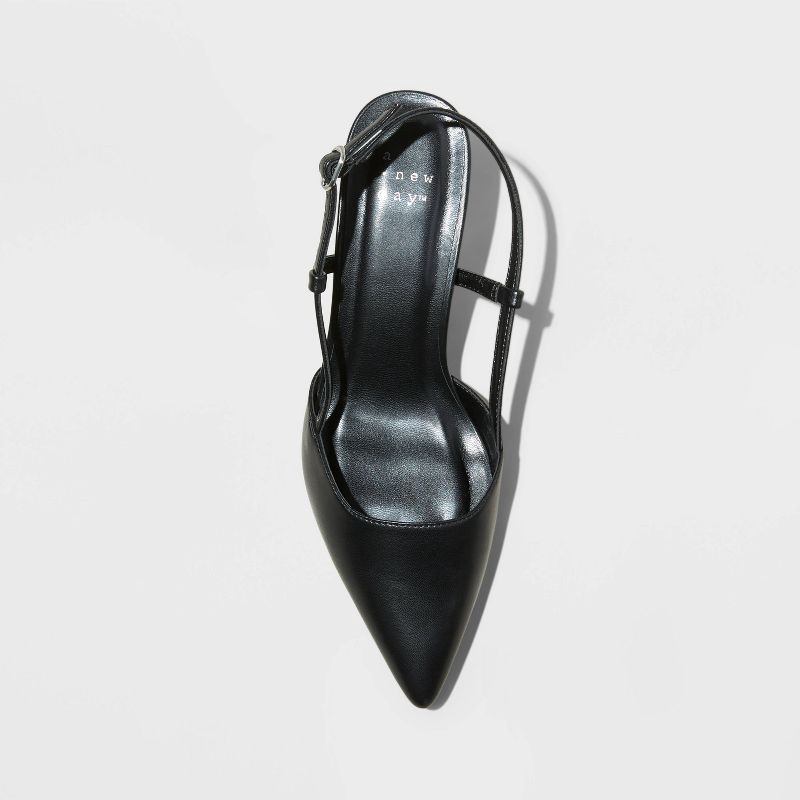 slide 3 of 4, Women's Annette Slingback Heels - A New Day™ Black 8: Kitten Heel, Adjustable Buckle, Foam Insole, 1 ct