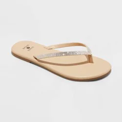 Women's Cali Flip Flop Sandals - Shade & Shore™ Silver 7: Slip On, Open Toe, Textured Outsole