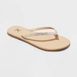 Women's Cali Flip Flop Sandals - Shade & Shore™ Silver 7: Slip On, Open Toe, Textured Outsole