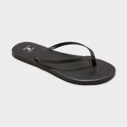 Women's Cali Flip Flop Sandals - Shade & Shore™ Black 6: Slip On, Open Toe, Textured Outsole