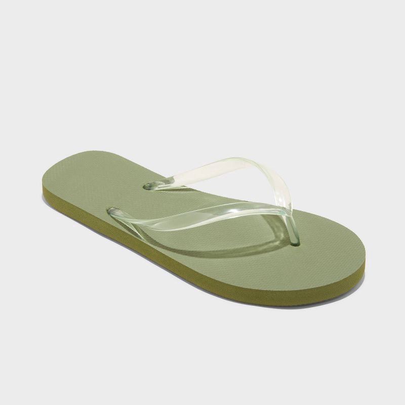 slide 1 of 4, Women's Sydney Flip Flop Sandals - Shade & Shore™ Olive Green 8: Slip-On Thong, Open Toe, 1 ct