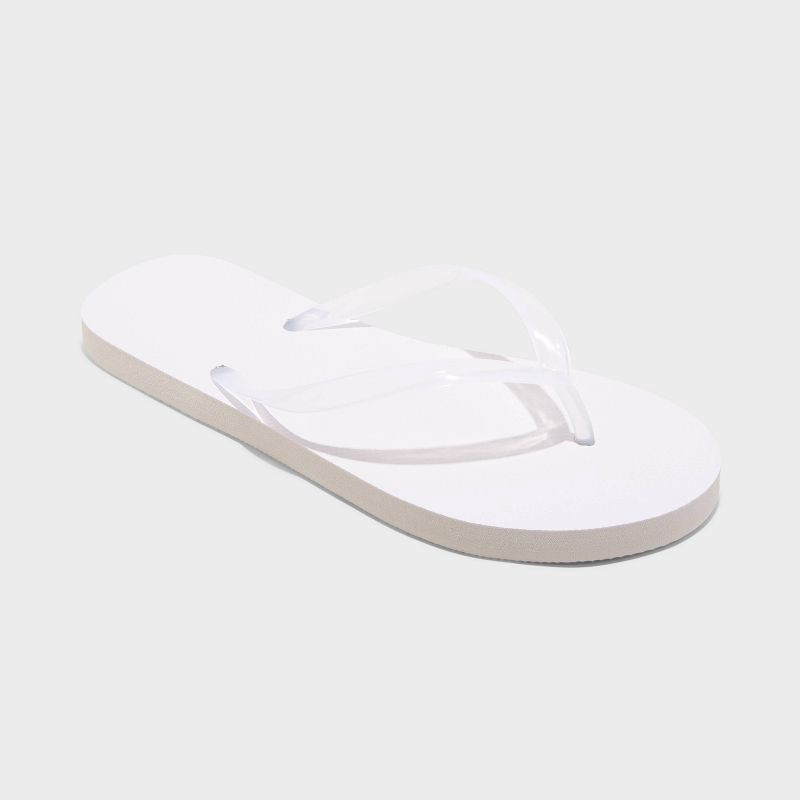 slide 1 of 4, Women's Sydney Flip Flop Sandals - Shade & Shore™ White 7: Slip On, Open Toe, Non Marking Outsole, Medium Width, 1 ct