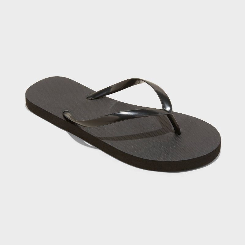 slide 1 of 4, Women's Sydney Flip Flop Sandals - Shade & Shore™ Black 7: Slip-On Thong Strap, Open Toe Design, 1 ct
