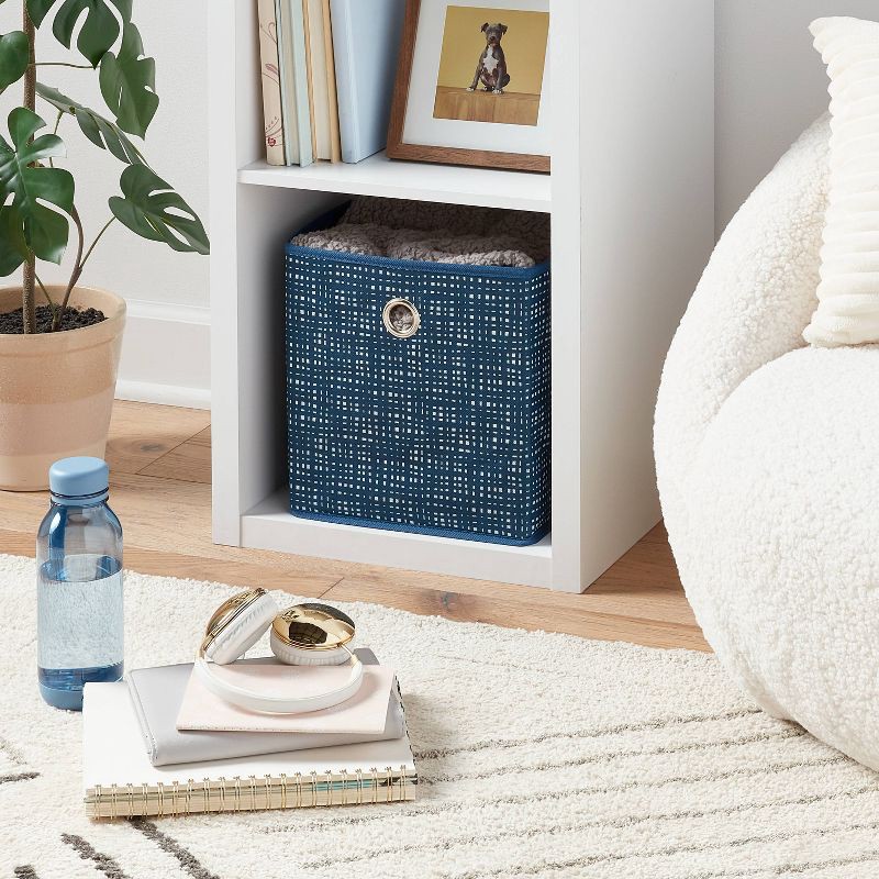 slide 2 of 6, 11" Fabric Bin Galaxy Blue Geometric - Room Essentials™: Square Storage Cube for Dorm Rooms, Folds Flat, 1 ct