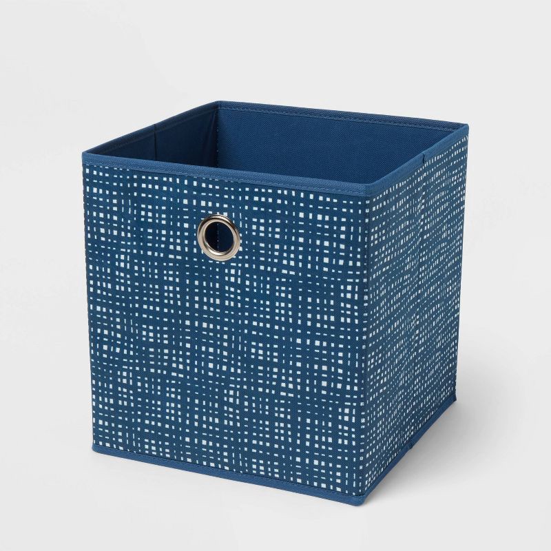 slide 1 of 6, 11" Fabric Bin Galaxy Blue Geometric - Room Essentials™: Square Storage Cube for Dorm Rooms, Folds Flat, 1 ct