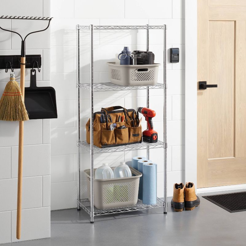 slide 2 of 3, 4 Tier Wire Shelving Chrome - Brightroom™, 1 ct