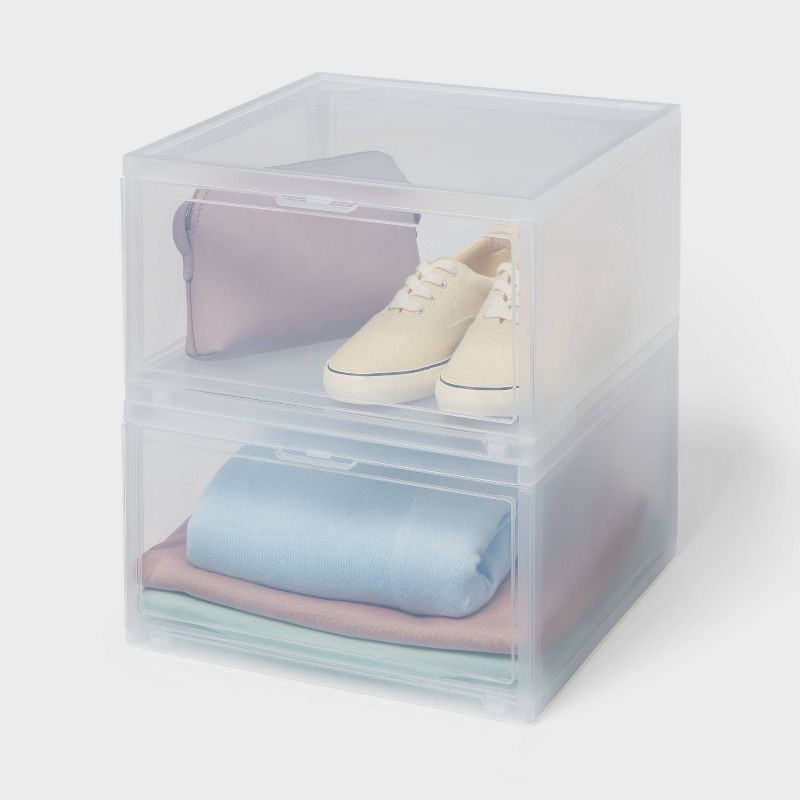 slide 4 of 4, Stackable Large Bin Front Opening Clear - Brightroom™: Transparent Utility Storage, 19 Volume, Stackable, 1 ct