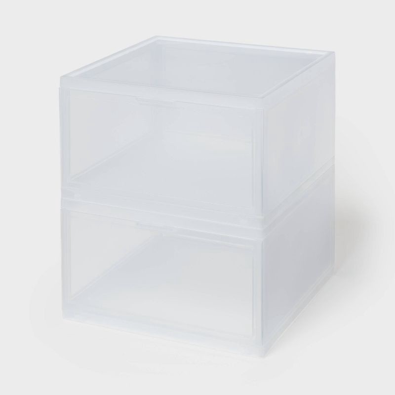 slide 1 of 4, Stackable Large Bin Front Opening Clear - Brightroom™: Transparent Utility Storage, 19 Volume, Stackable, 1 ct