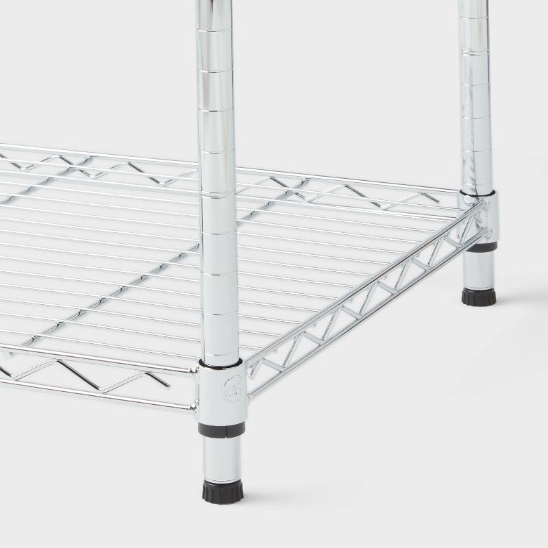slide 3 of 3, 4 Tier Wide Wire Shelving Chrome - Brightroom™: Steel Utility Storage, Adjustable Feet & Shelves, 350 lb Capacity, 350 lb